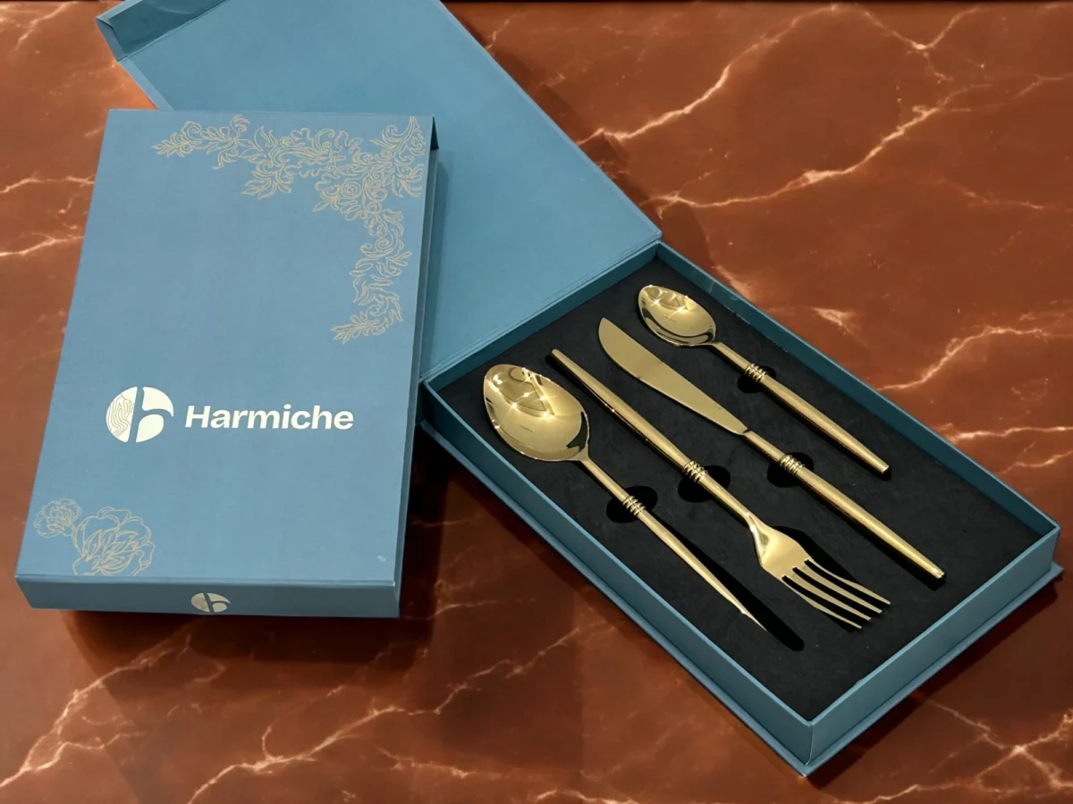 Harmiche Quad-Ring Gold 4-Piece Cutlery Set