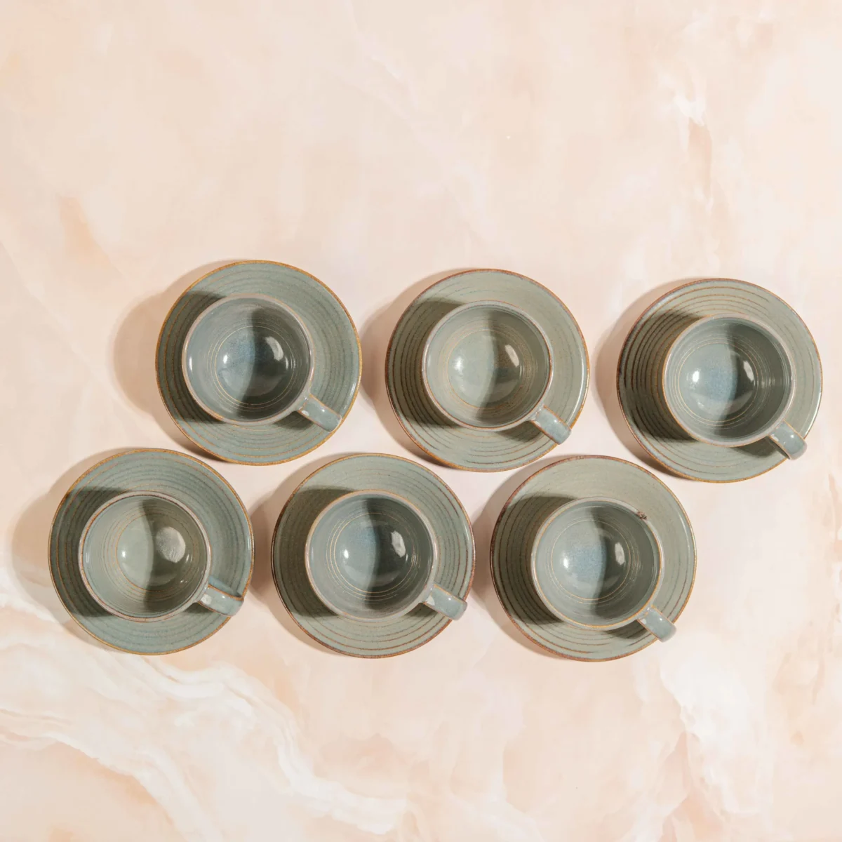 Verdora Duet Ceramic Cup and Saucer Set of 6 | (120ml) A Symphony of Craftsmanship in Every Sip