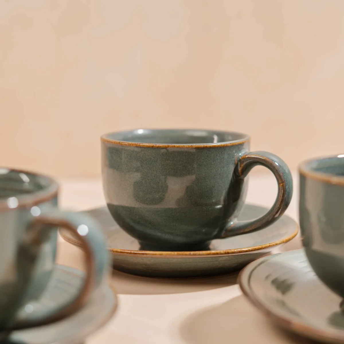 Verdora Duet Ceramic Cup and Saucer Set of 6 | (120ml) A Symphony of Craftsmanship in Every Sip