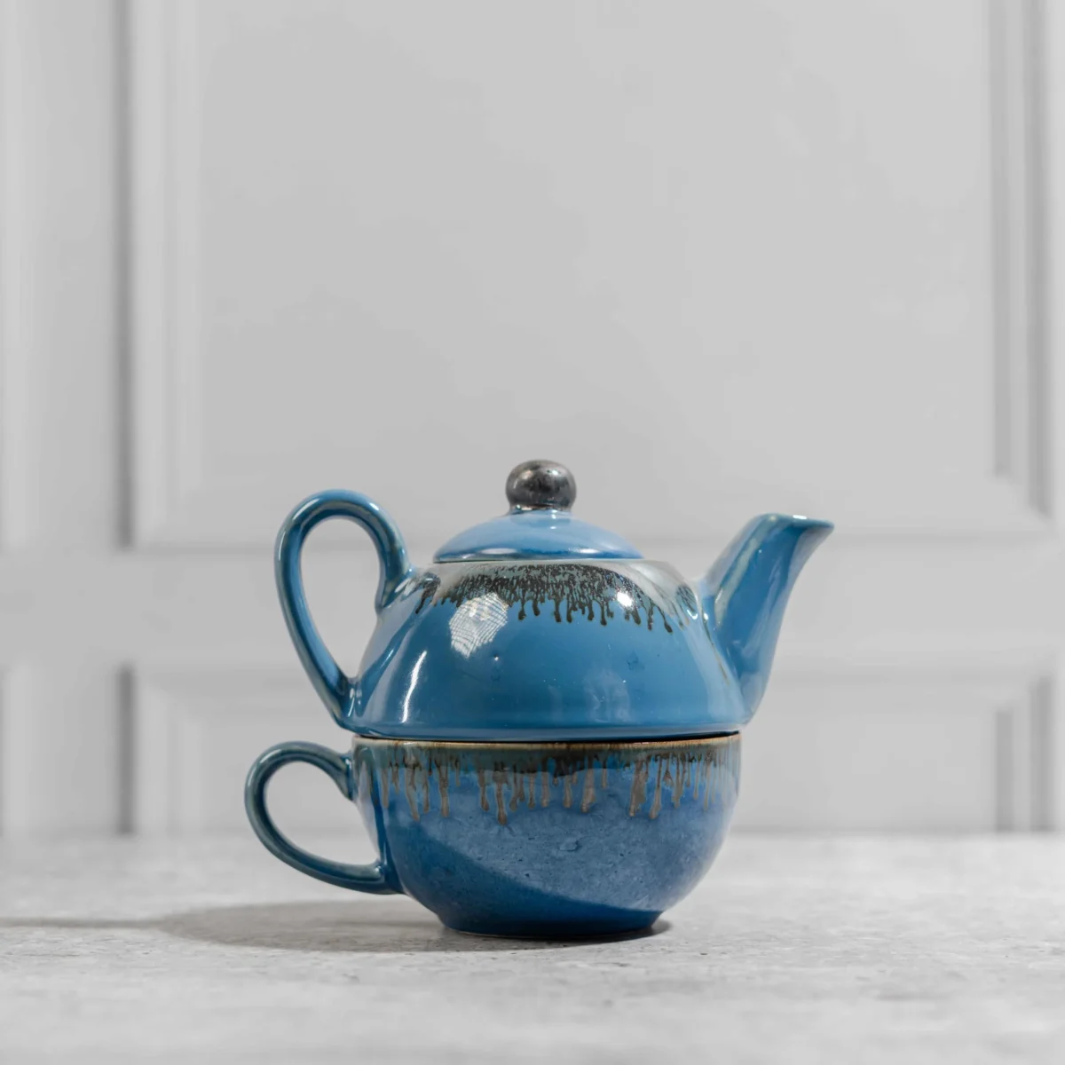 Solora Stackable Solo Tea Set – Handcrafted Ceramic Teapot & Cup by Harmiche | | 200ml Cup and 300ml Teapot
