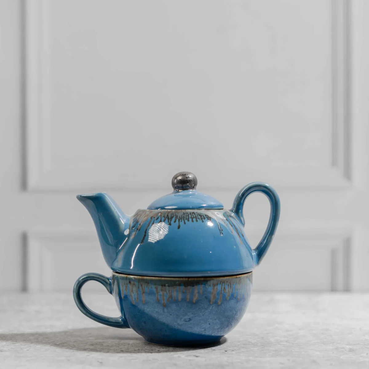 Solora Stackable Solo Tea Set – Handcrafted Ceramic Teapot & Cup by Harmiche | | 200ml Cup and 300ml Teapot
