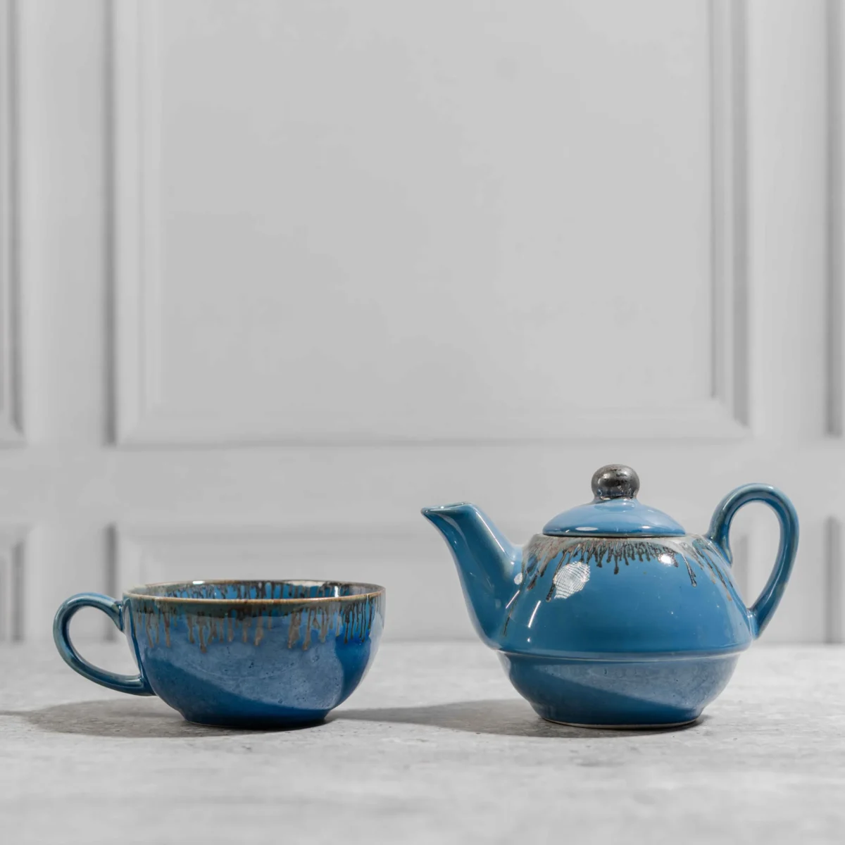 Solora Stackable Solo Tea Set – Handcrafted Ceramic Teapot & Cup by Harmiche | | 200ml Cup and 300ml Teapot