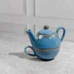 Solora Stackable Solo Tea Set – Handcrafted Ceramic Teapot & Cup by Harmiche | 200ml Cup and 300ml Teapot