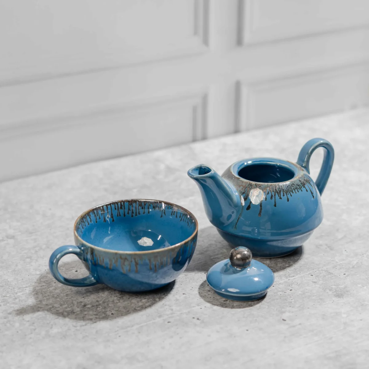 Solora Stackable Solo Tea Set – Handcrafted Ceramic Teapot & Cup by Harmiche | | 200ml Cup and 300ml Teapot