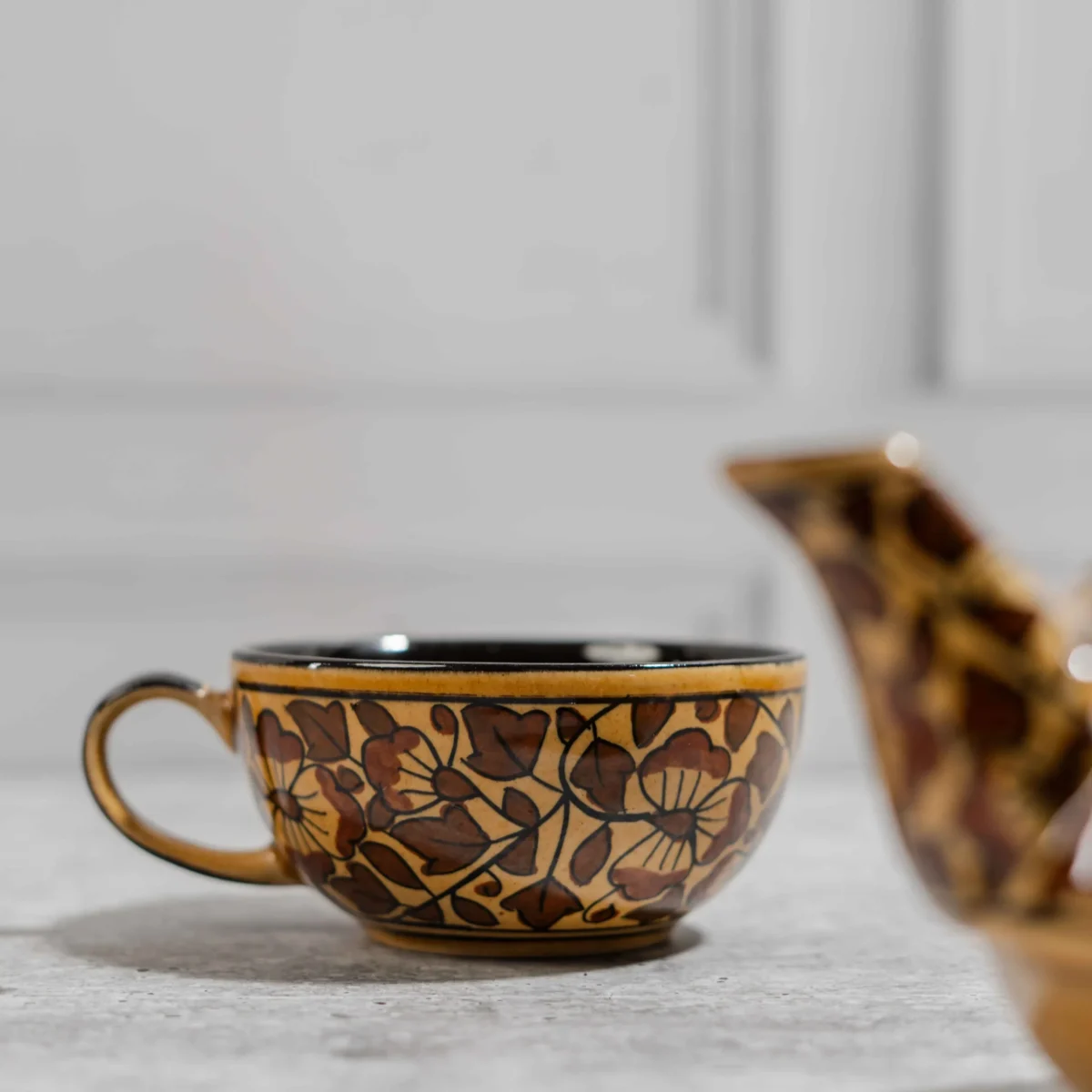 Florora Stackable Solo Tea Set – Handcrafted Ceramic Teapot & Cup by Harmiche