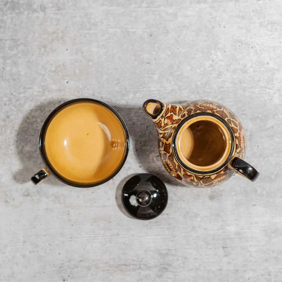 Florora Stackable Solo Tea Set – Handcrafted Ceramic Teapot & Cup by Harmiche