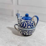 Indira Stackable Solo Tea Set – Handcrafted Ceramic Teapot & Cup by Harmiche | 200ml Cup and 300ml Teapot