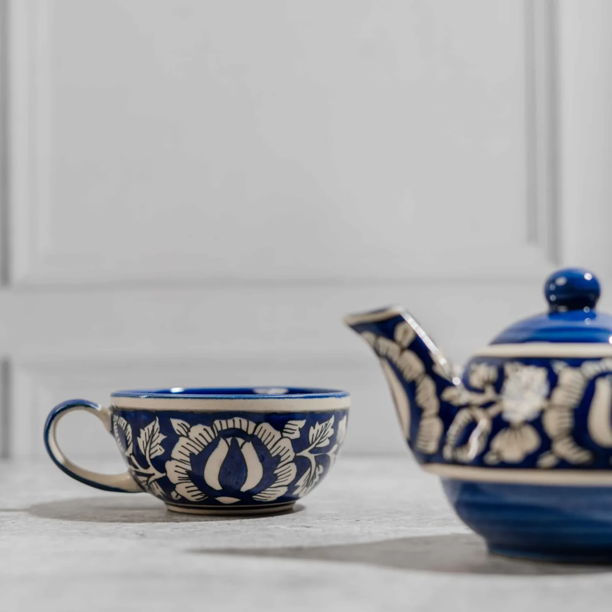 Indira Stackable Solo Tea Set – Handcrafted Ceramic Teapot & Cup by Harmiche