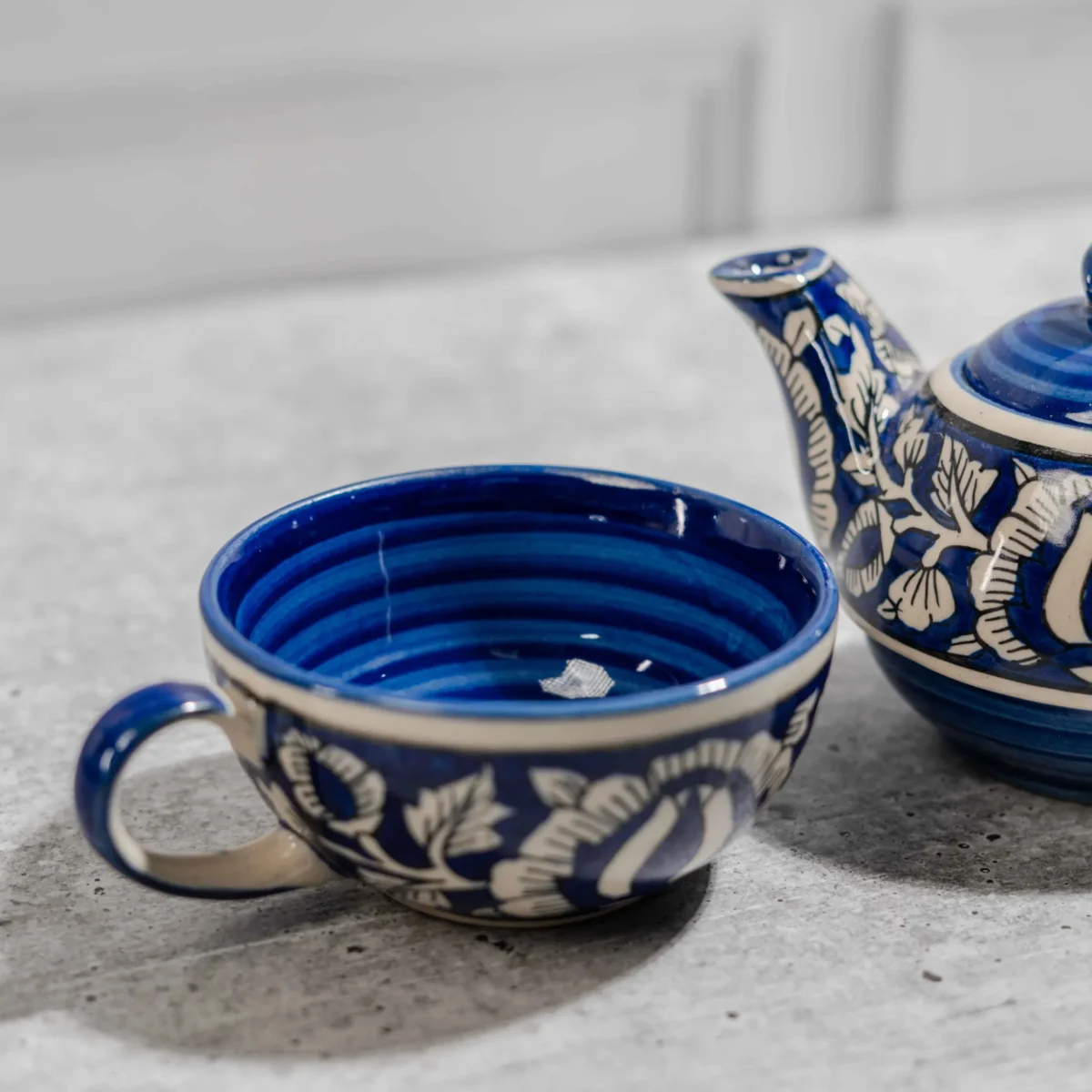 Indira Stackable Solo Tea Set – Handcrafted Ceramic Teapot & Cup by Harmiche