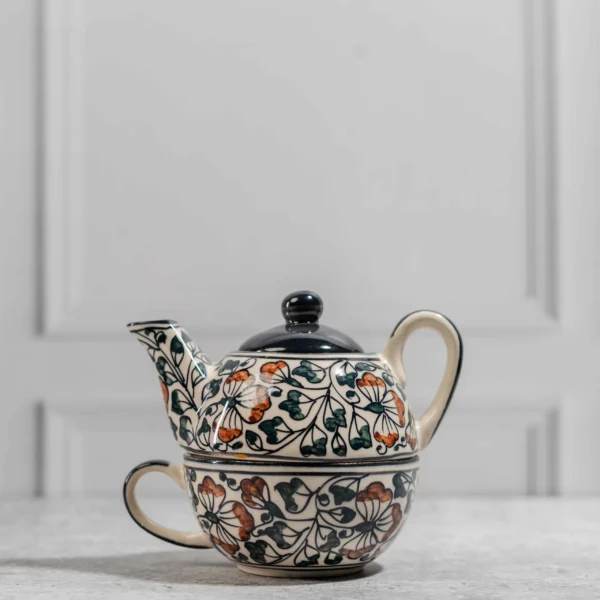 Florencia Stackable Solo Tea Set – Handcrafted 300ml Teapot & 200ml Cup by Harmiche