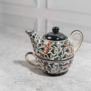 Florencia Stackable Solo Tea Set – Handcrafted 300ml Teapot & 200ml Cup by Harmiche