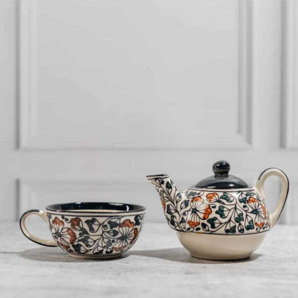 Florencia Stackable Solo Tea Set – Handcrafted 300ml Teapot & 200ml Cup by Harmiche