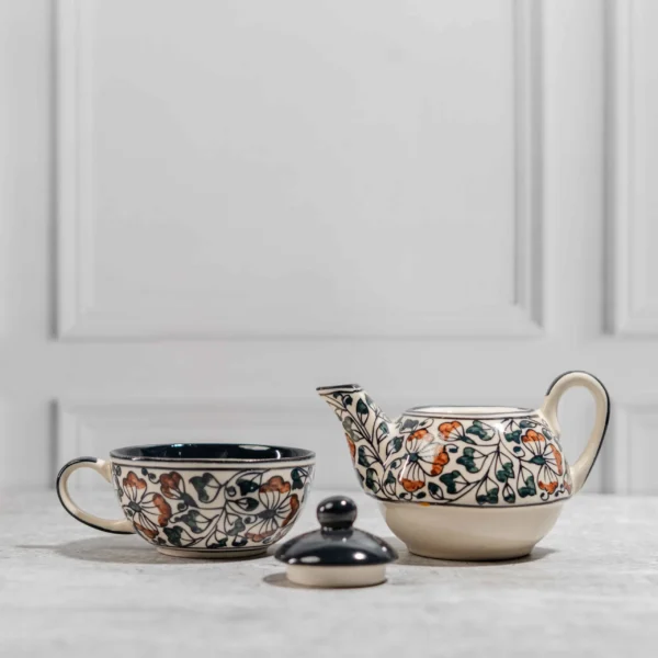 Florencia Stackable Solo Tea Set – Handcrafted 300ml Teapot & 200ml Cup by Harmiche