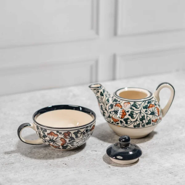 Florencia Stackable Solo Tea Set – Handcrafted 300ml Teapot & 200ml Cup by Harmiche