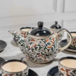 Florivante Hand-Painted Ceramic Tea Set – 15 Pieces by Harmiche (1100ml Teapot, 350ml Milk Pot, 350ml Sugar Pot, 150ml Cups with Saucers)