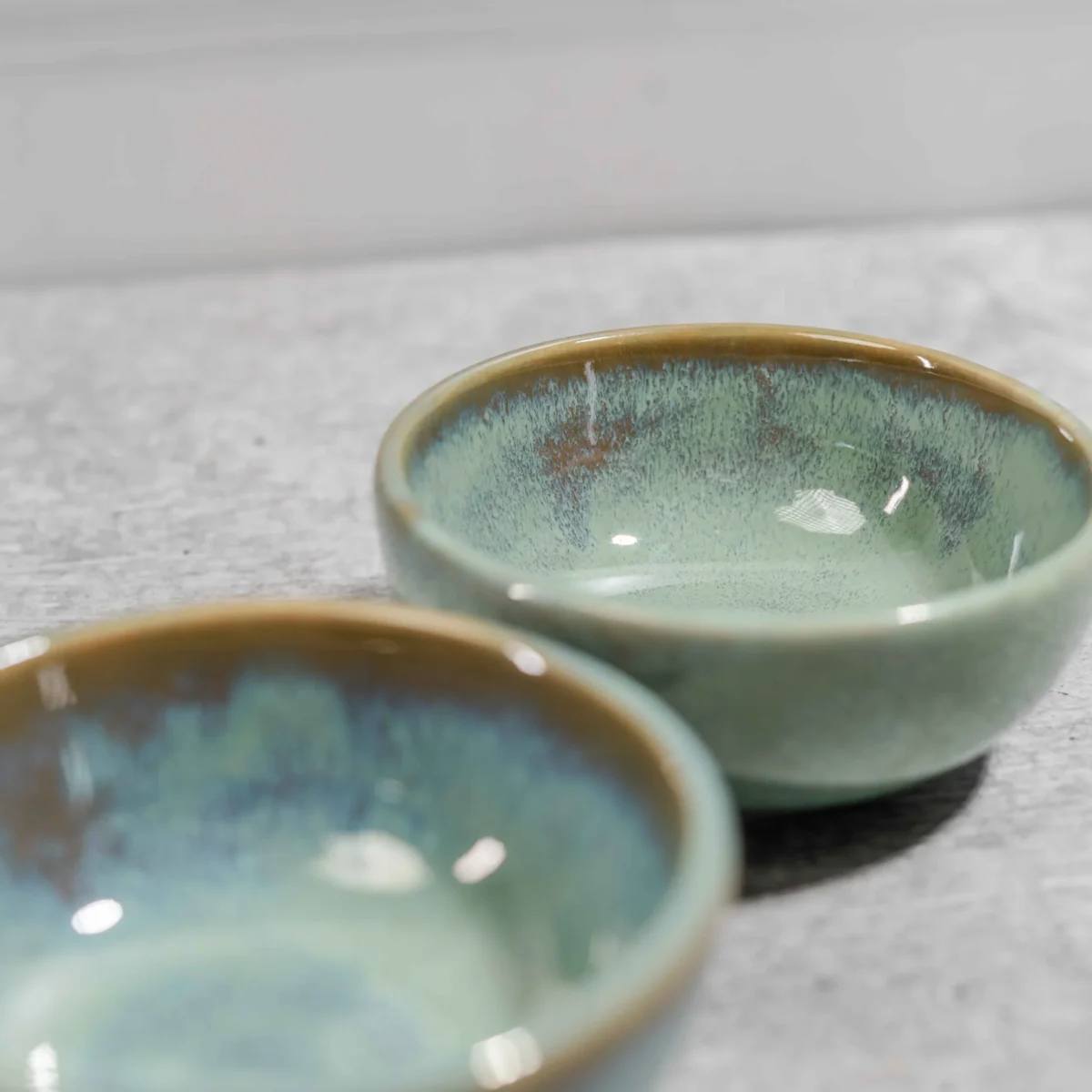 Lunara Ceramic Katori Bowls – Set of 2 handcrafted portion bowls with aqua-brown glaze. Microwave & dishwasher safe. Perfect for dals, dips & desserts.