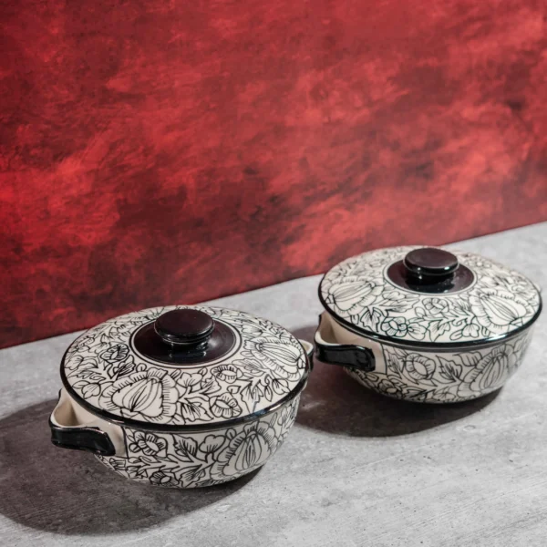 Monarca Ceramic Serving Bowls with Lids – Set of 2 (1000ml) by Harmiche