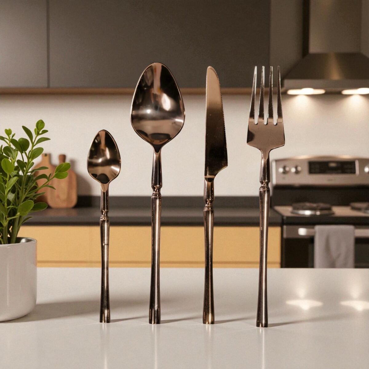 Harmiche Rosara Luxe – 4-Piece Rose Gold Cutlery Set
