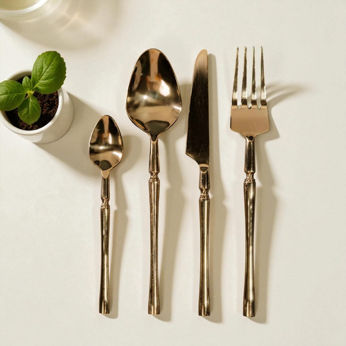 Harmiche Auric Luxe – 4-Piece Gold Cutlery Set