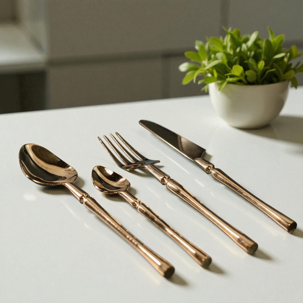 Harmiche Auric Luxe – 4-Piece Gold Cutlery Set