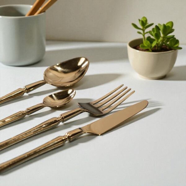 Harmiche Auric Luxe – 4-Piece Gold Cutlery Set
