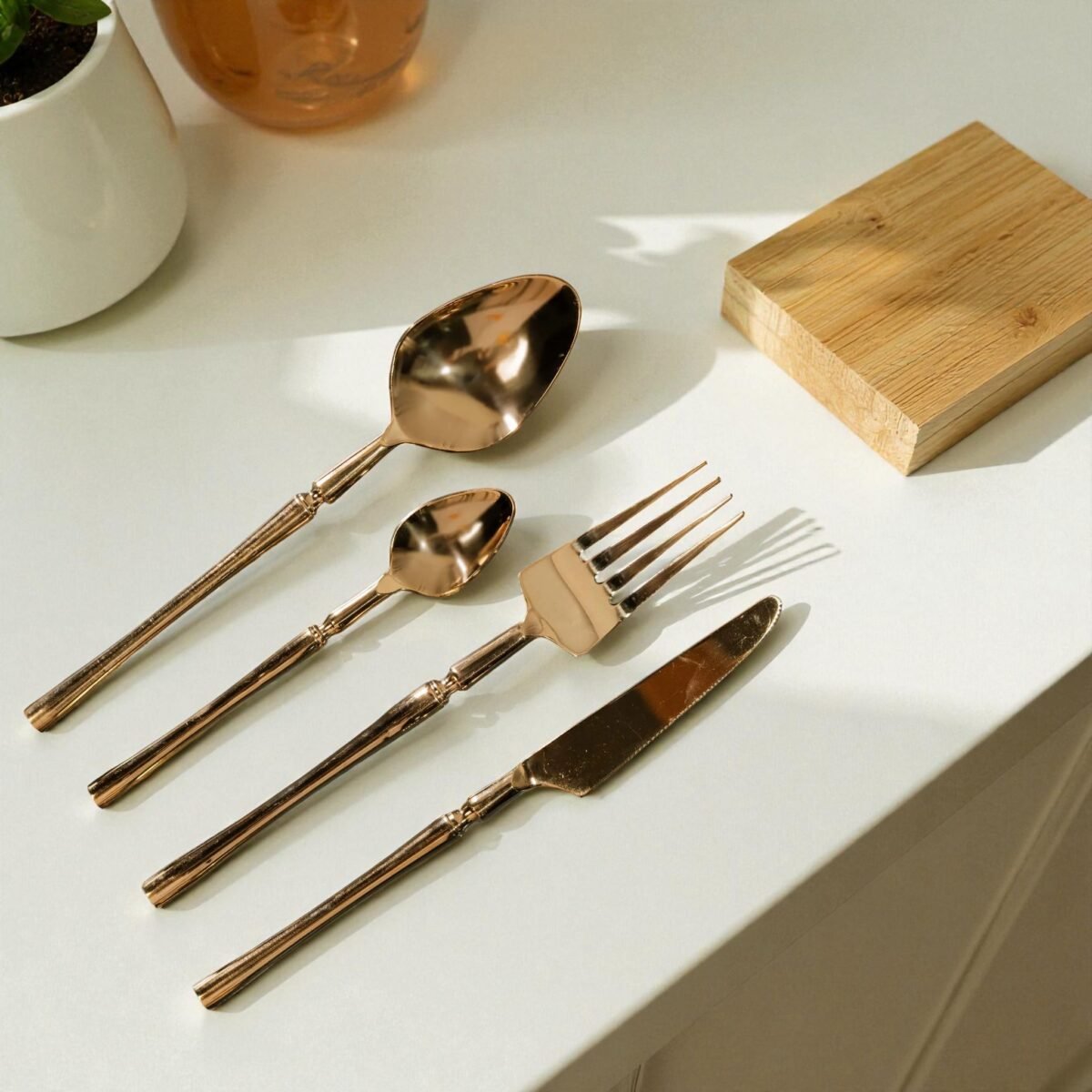 Harmiche Auric Luxe – 4-Piece Gold Cutlery Set