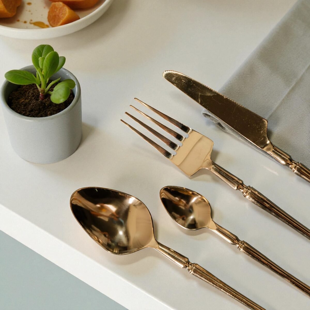 Harmiche Auric Luxe – 4-Piece Gold Cutlery Set