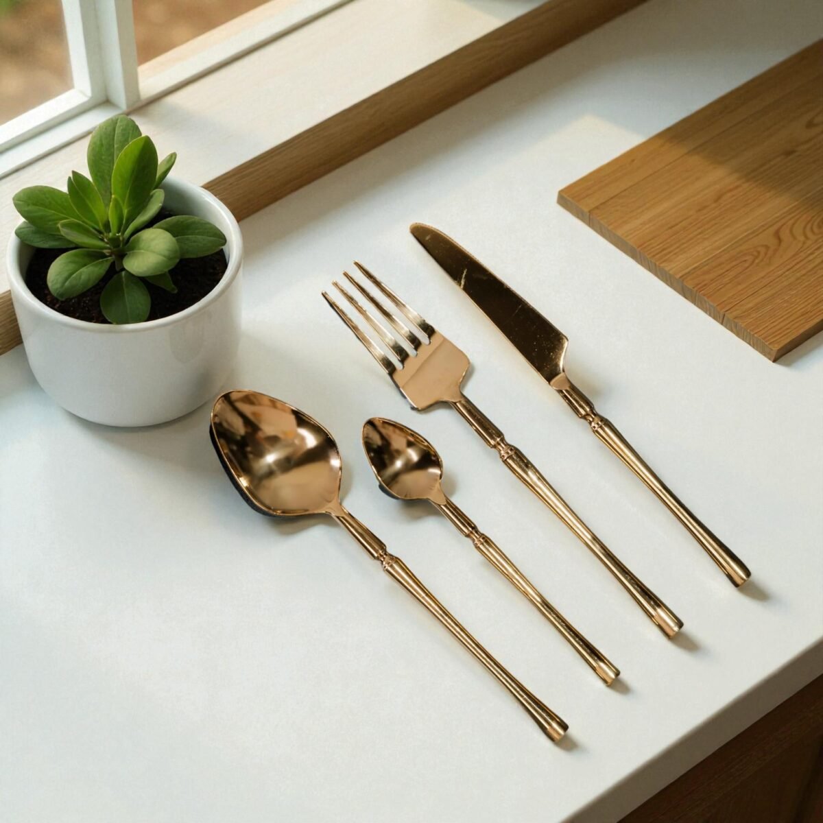 Harmiche Auric Luxe – 4-Piece Gold Cutlery Set