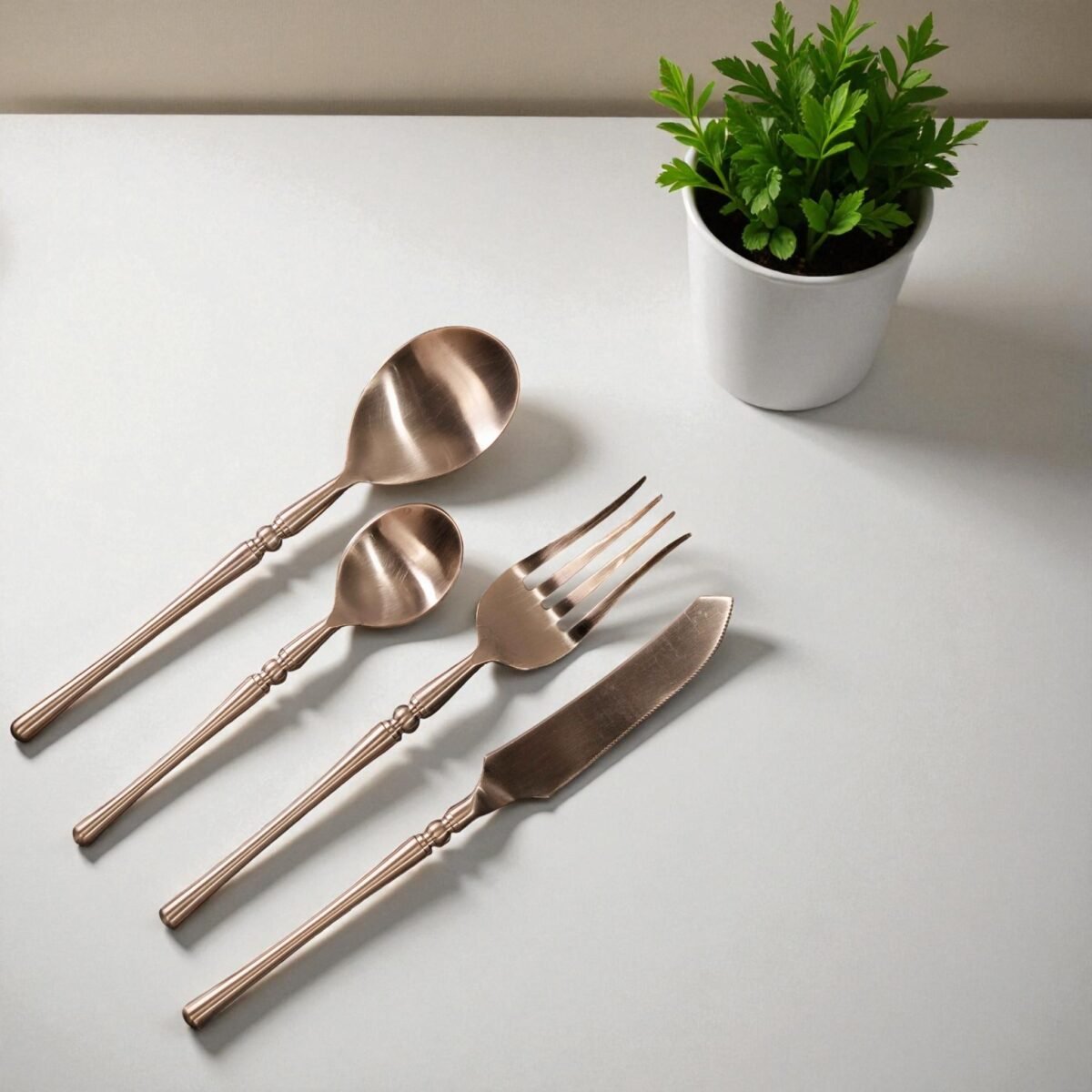 Harmiche Roselle Luxe – 4-Piece Rose Gold Cutlery Set