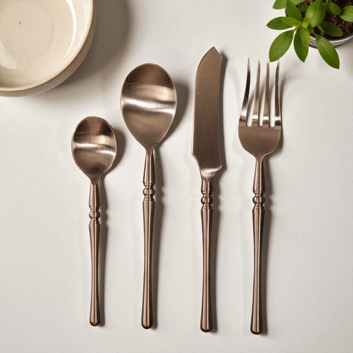 Harmiche Roselle Luxe – 4-Piece Rose Gold Cutlery Set