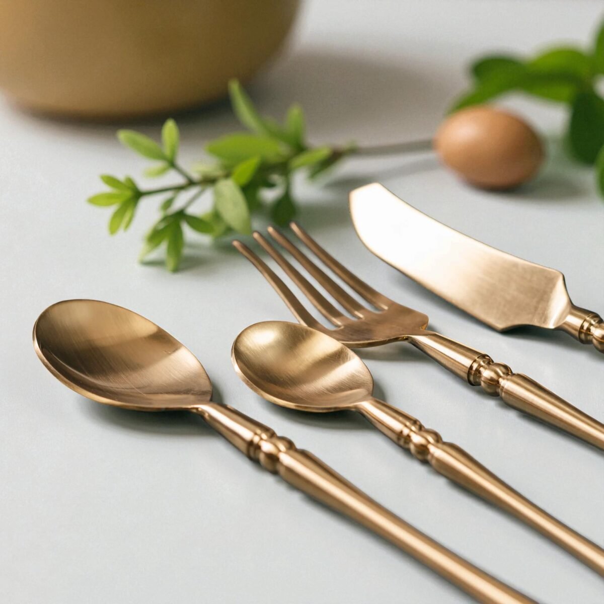 Harmiche Regal Gold 4-Piece Cutlery Set – Premium Stainless Steel Flatware with Center Detailing