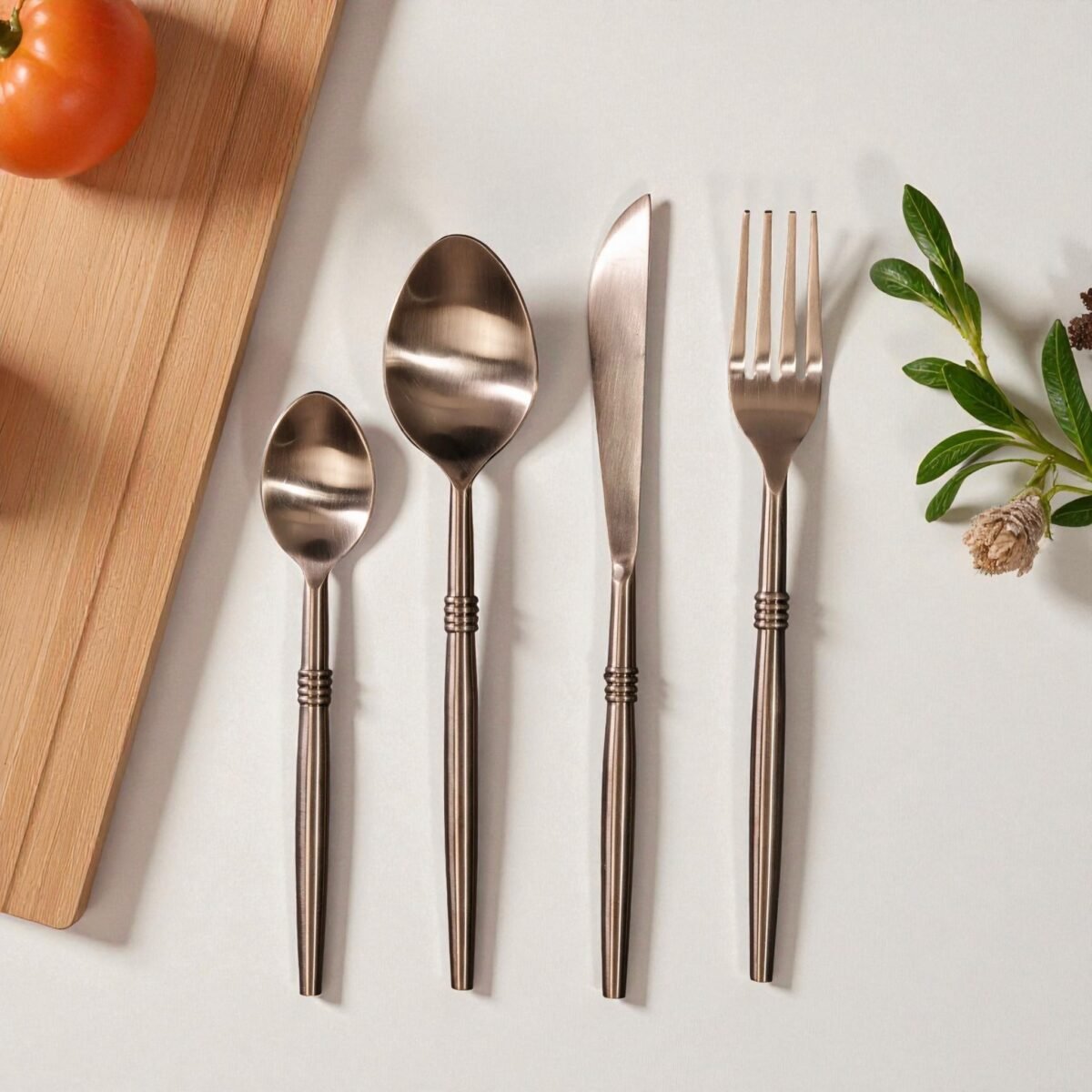 Harmiche Triple-Ring Rose Gold 4-Piece Cutlery Set