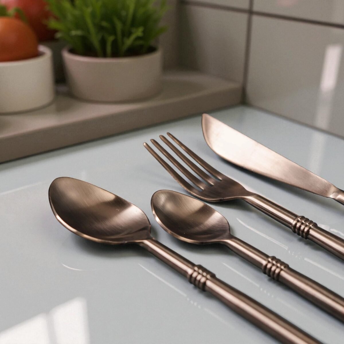 Harmiche Triple-Ring Rose Gold 4-Piece Cutlery Set