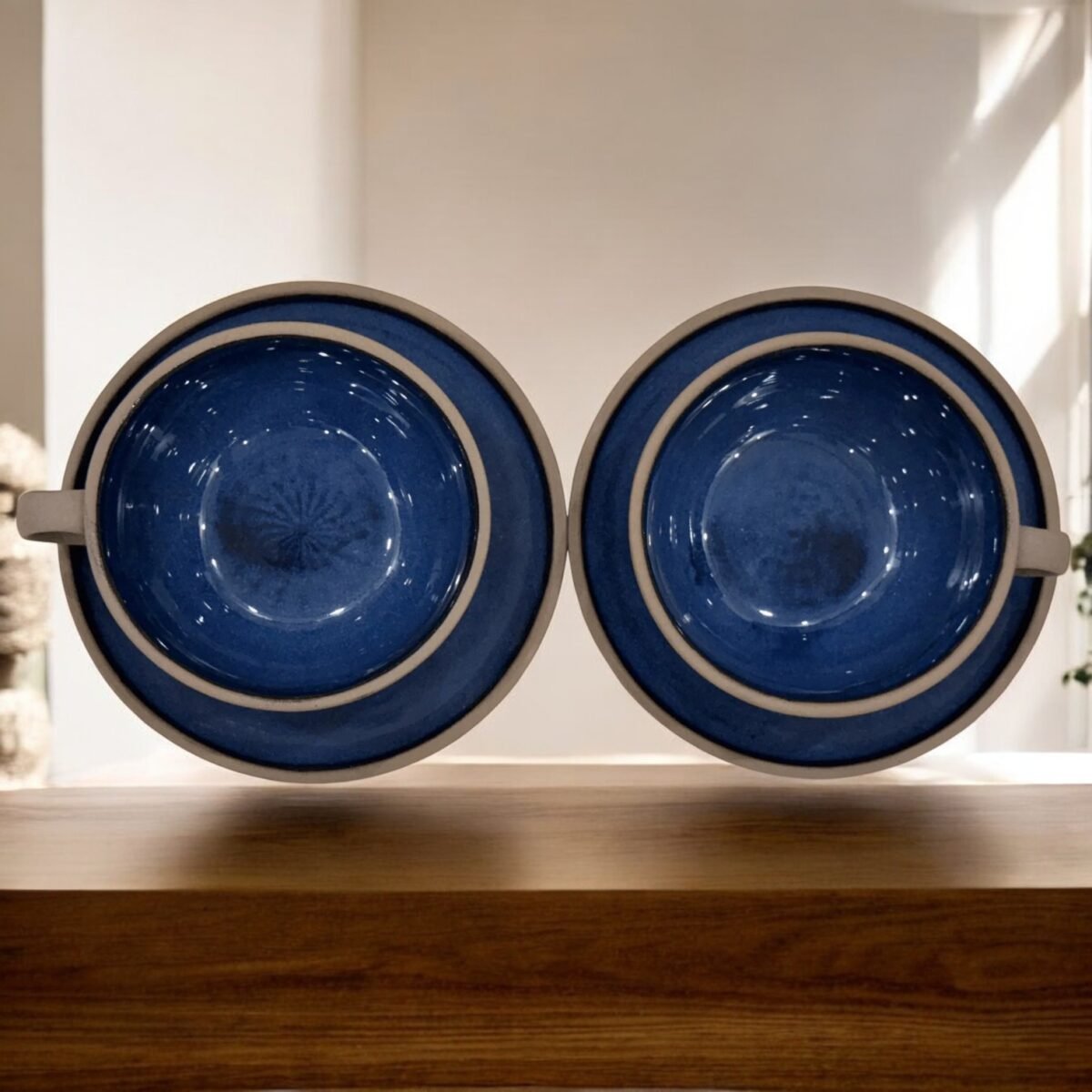 Azure Dune Cup & Saucer Set – Set of 2 | A Piece of Modern Art (240ml Cups)