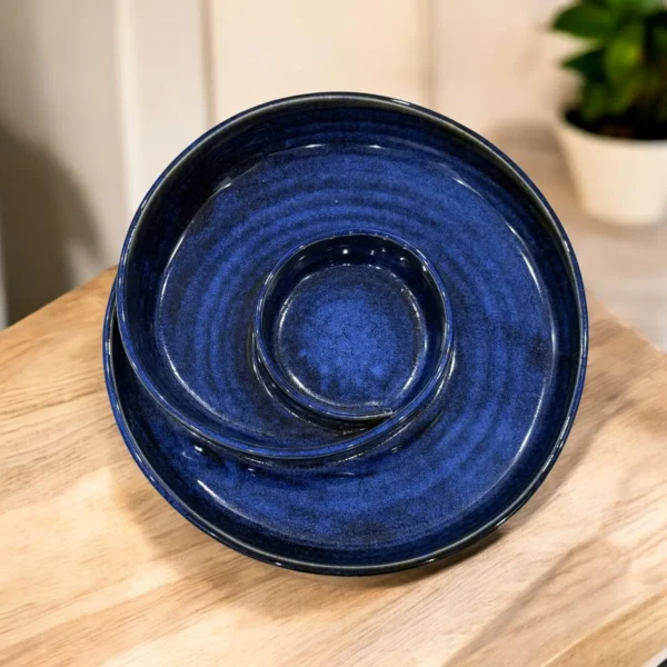 Royal Indigo Chip and Dip Plate – 9 Inch by Harmiche