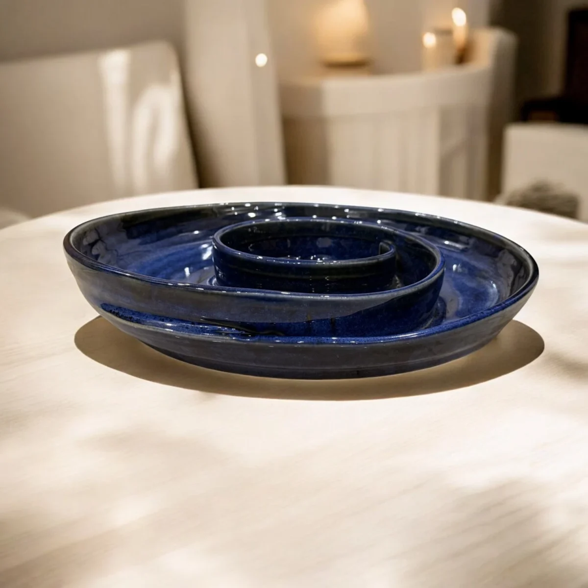 Royal Indigo Chip and Dip Plate – 9 Inch by Harmiche
