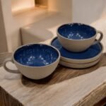 Azure Dune Cup & Saucer Set – Set of 2 | A Piece of Modern Art (240ml Cups)