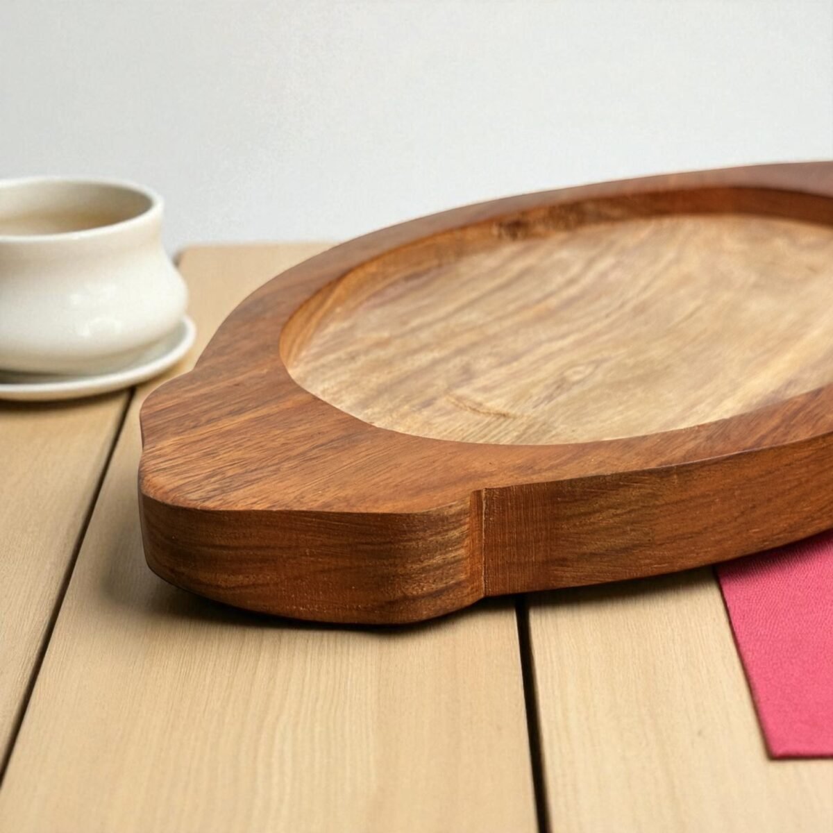 Oval Mini Cast Iron Sizzler Plate with Wooden Tray – 8x5 Inches by Harmiche