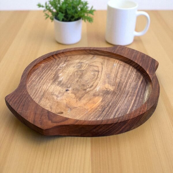 Brownie Cast Iron Sizzler Plate with Wooden Tray – 8 Inch Round by Harmiche