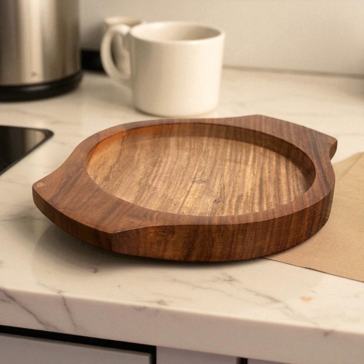 Mini Brownie Cast Iron Sizzler Plate with Wooden Tray – 6 Inch Round by Harmiche