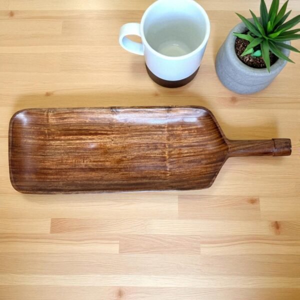 Handcrafted Wooden Serving Platter with Handle – 16x5 Inches by Harmiche