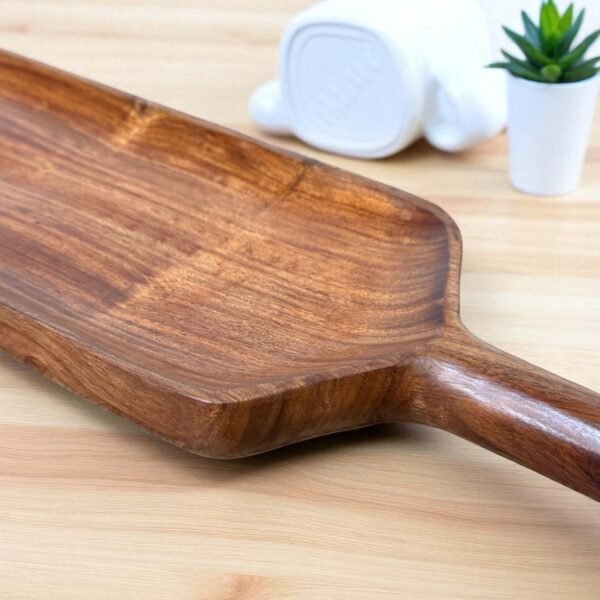 Handcrafted Wooden Serving Platter with Handle – 16x5 Inches by Harmiche