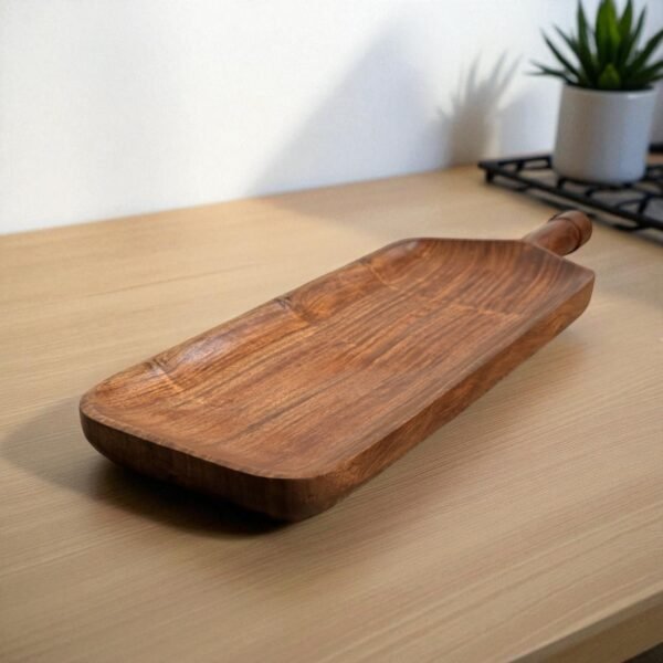 Handcrafted Wooden Serving Platter with Handle – 16x5 Inches by Harmiche