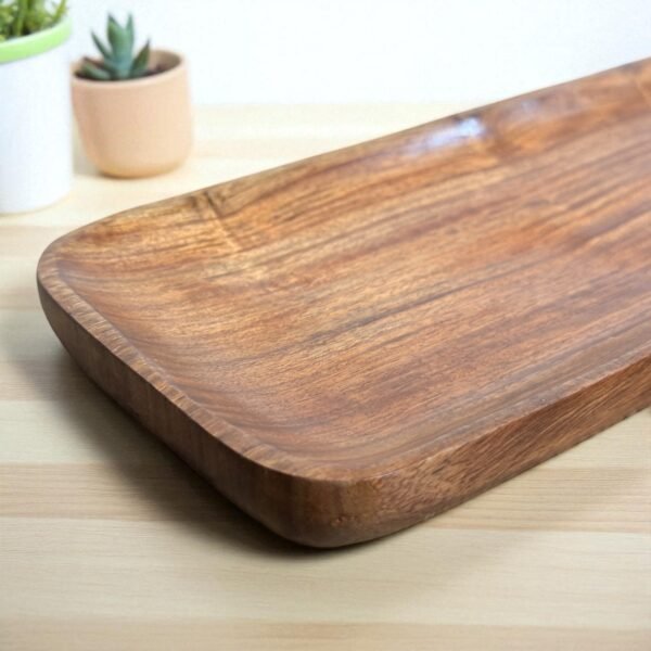 Handcrafted Wooden Serving Platter with Handle – 16x5 Inches by Harmiche