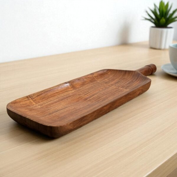 Handcrafted Wooden Serving Platter with Handle – 16x5 Inches by Harmiche