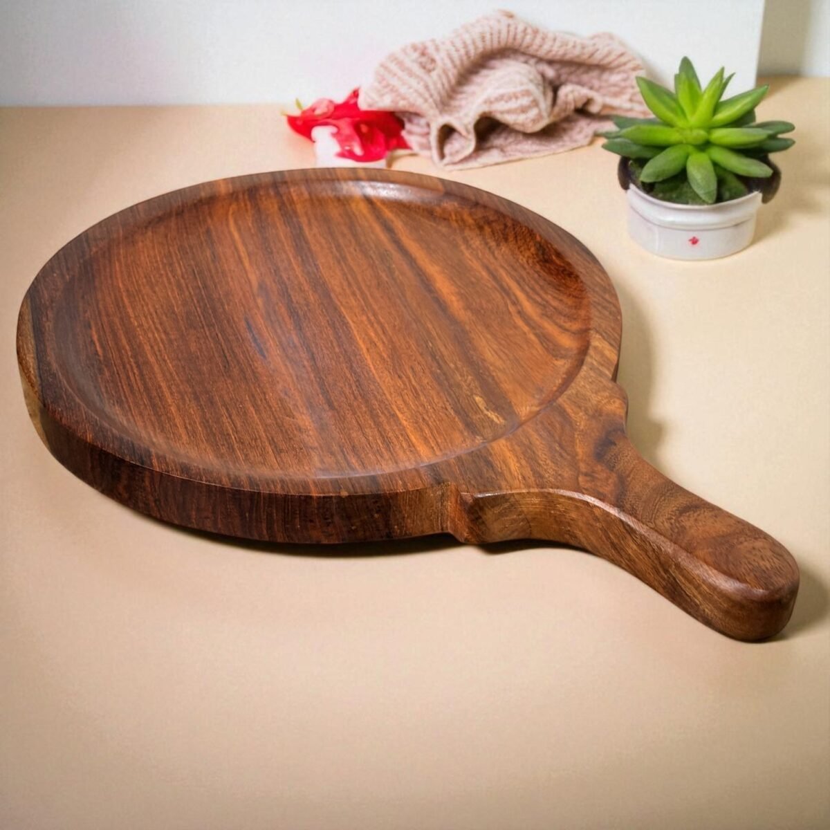 Handcrafted Wooden Pizza Bat with Handle – 10 Inch by Harmiche