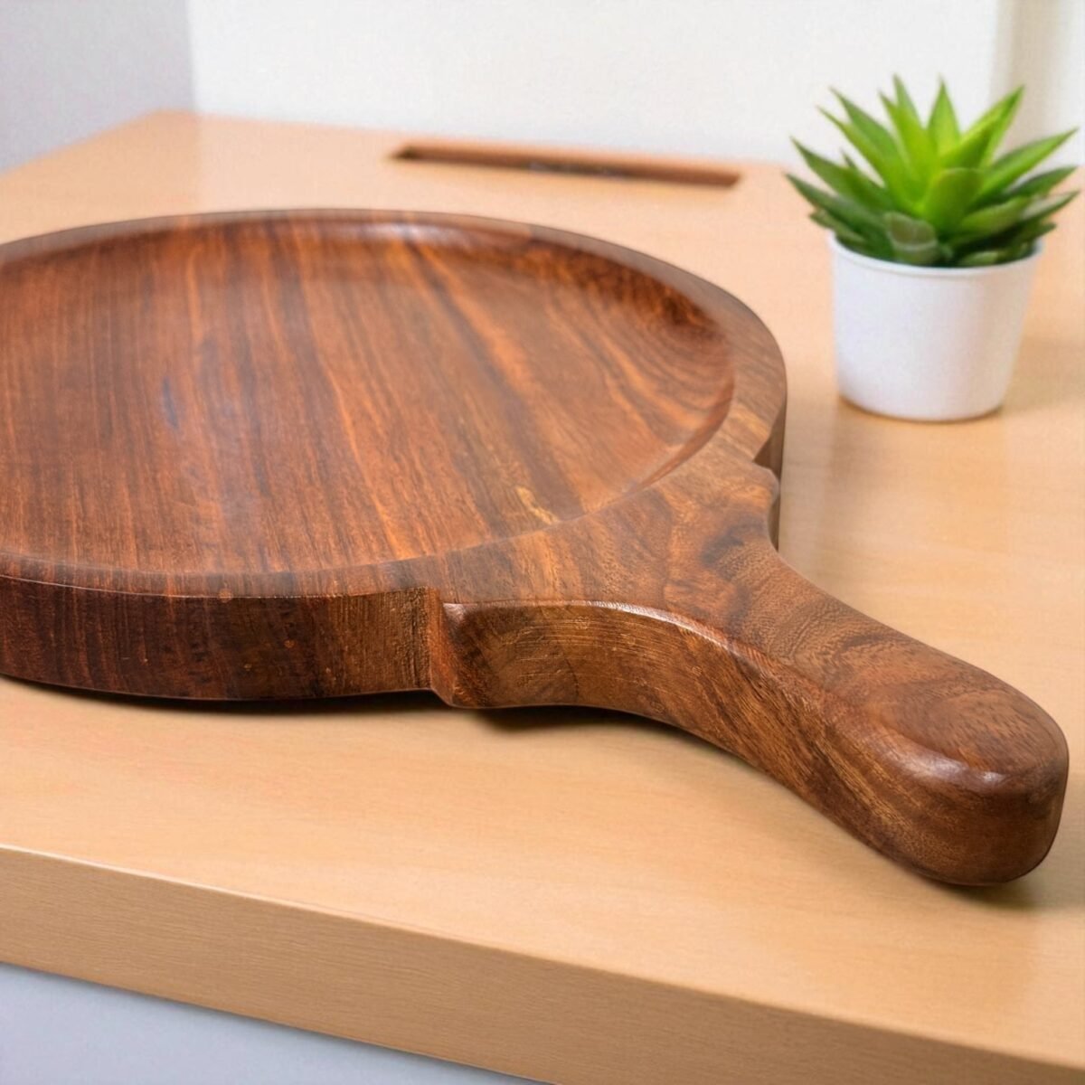 Handcrafted Wooden Pizza Serving Bat with Handle – 10 Inch by Harmiche