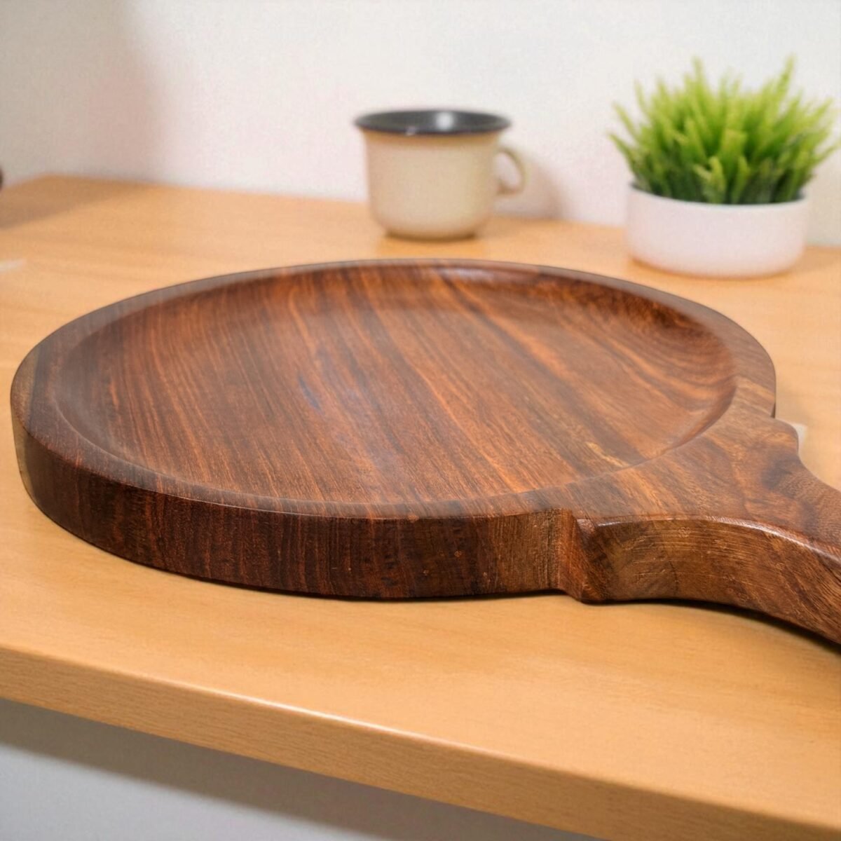 Handcrafted Wooden Pizza Serving Bat with Handle – 10 Inch by Harmiche