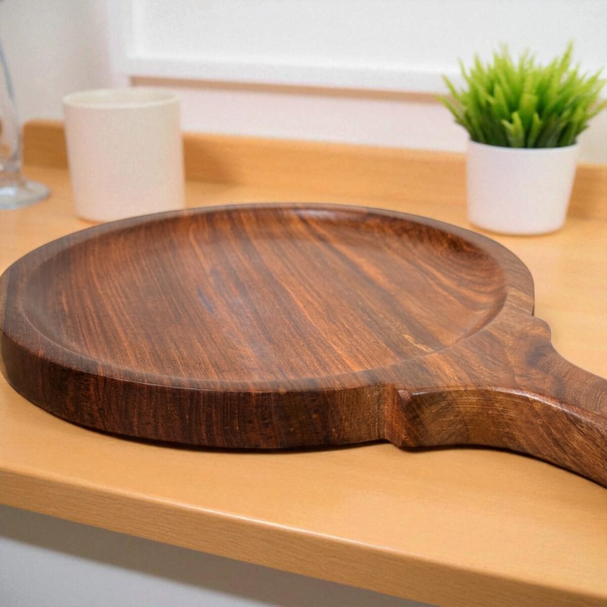 Handcrafted Wooden Pizza Serving Bat with Handle – 10 Inch by Harmiche