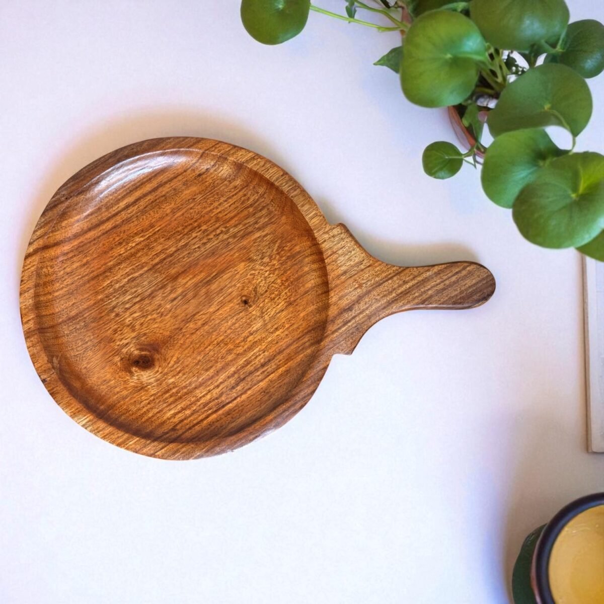 Handcrafted Wooden Pizza Serving Bat with Handle – 9 Inch by Harmiche